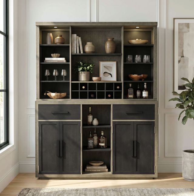 Elements International Jemma Dark Espresso/Light Gray Buffet and Hutch-1