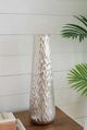 A & B Home Silver Diamond Texture Oblong Vase-4