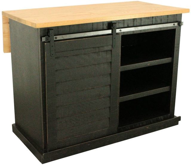 American Heartland Manufacturing Rustic Antique Black 3-Shelf Shutter Door Kitchen Island-0