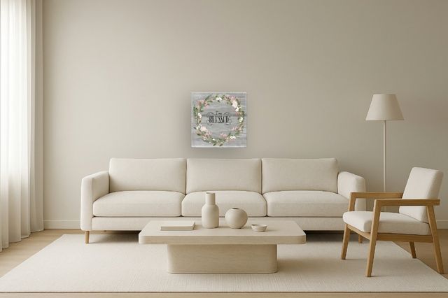 Classy Living Rustic Floral Blessed Wreath Wall Art-1