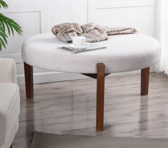 Stylecraft Dann Foley Lifestyle White Round Ottoman-3