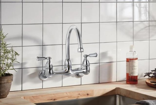 Peerless Elmhurst® Chrome 2-Handle Wall Mount Kitchen Faucet -1