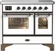 Ilve® Majestic III 40" White Pro Style Induction Range with Triple Glass Door and Burnished Trim-0