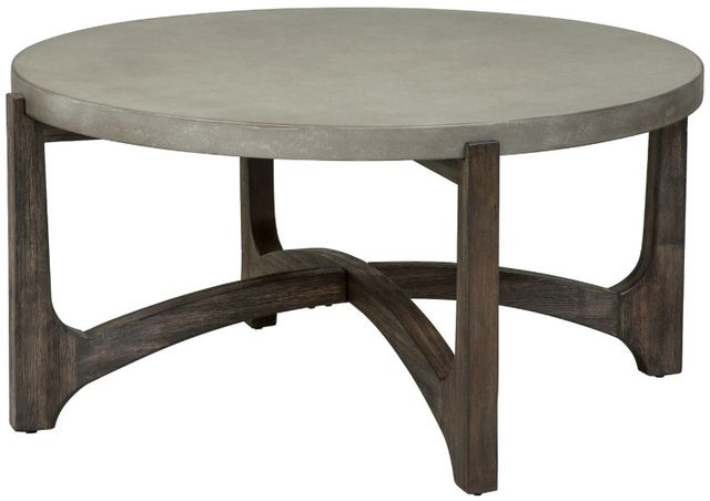 Liberty Furniture Cascade Gray Cocktail Table with Wirebrush Rustic Brown Base-3
