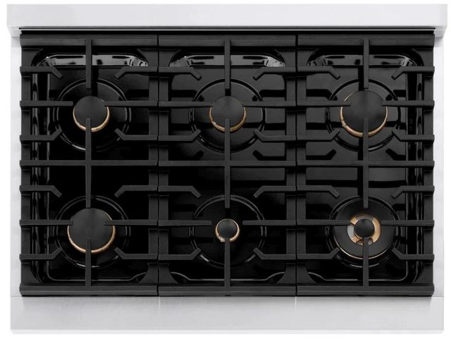 ZLINE Autograph Edition Paramount 36" Satin Stainless Steel Pro Style Dual Fuel Range with Polished Gold Accents-3