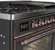 Ilve® Majestic III 48" Graphite Matte Pro Style Dual Fuel Liquid Propane Range with Triple Glass Door and Copper Trim-3