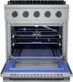 Hauslane HausPro 30" Stainless Steel Pro-Style Dual Fuel Range with Black Stainless Steel Knobs-2