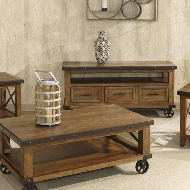 Intercon Taos Canyon Brown Coffee Table with Casters-1