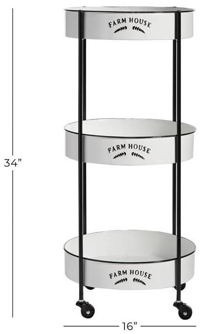 Deco Marche White Kitchen Rolling Storage Cart with Wheels-3