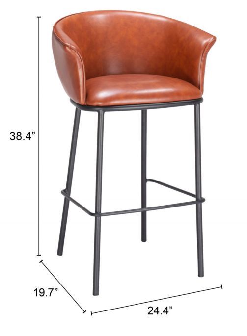 Zuo® Modern Garston Brown Barstool-1