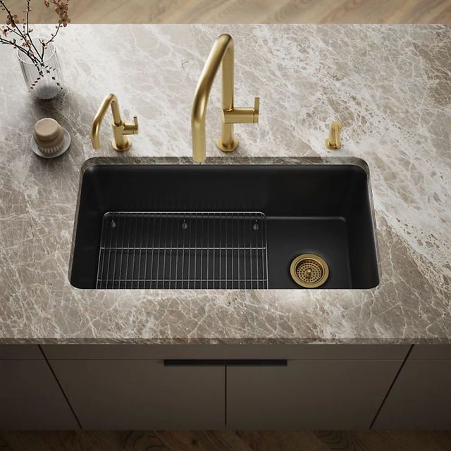 KOHLER® Cairn® Matte Black 34" Undermount Single-Bowl Kitchen Sink-1