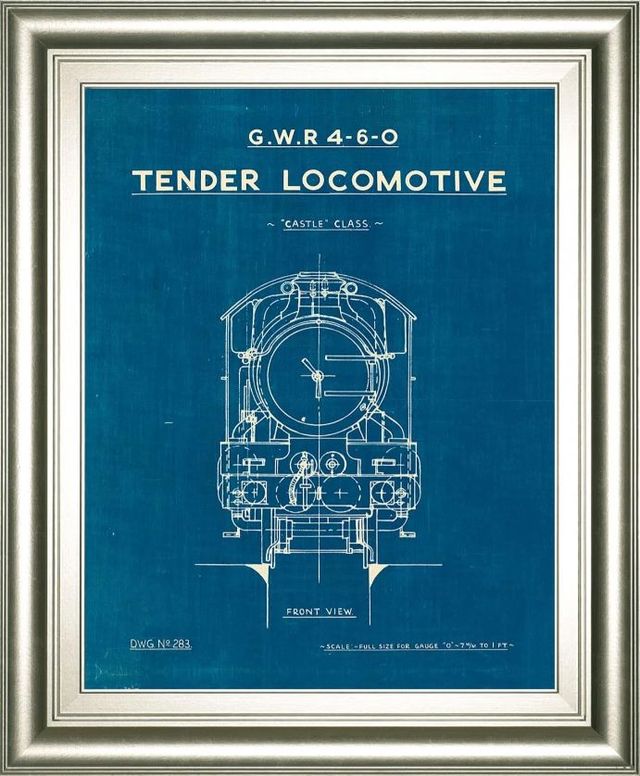 Classy Art Locomotive Blueprint II by Wild Apple Portfolio Wall Art-0