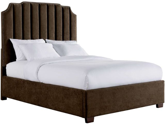 Elements International Harper Brown Queen Upholstered Bed-0