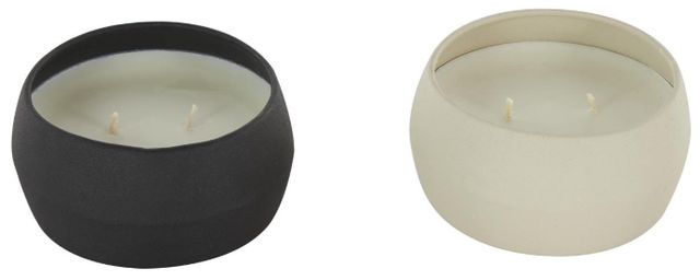 Deco Marche 2-Piece Multi-Colored Apple Cinnamon and Creamy Vanilla Swirl Scented Round 2-Wick Candle with White Wax Set-0