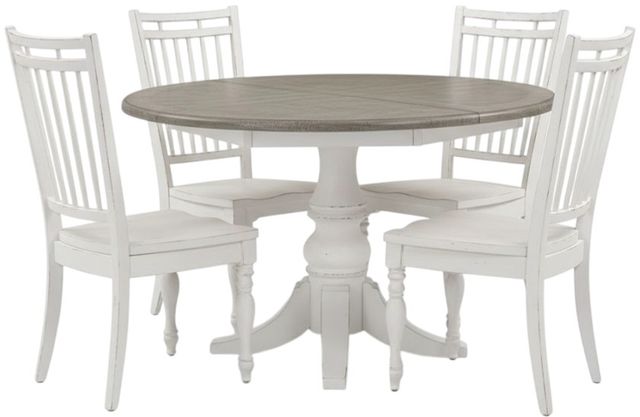 Liberty Furniture Magnolia Manor 5-Piece Antique White/Weathered Bark Optional Drop Leaf Dining Set-0