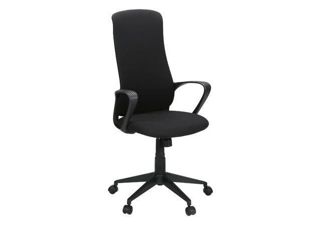 Monarch Specialties Inc. Black Fabric High Back Executive Office Chair with Black Metal Swivel Base-0