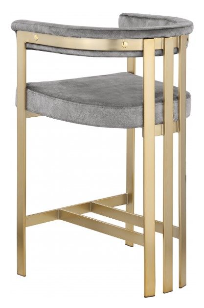 Meridian Furniture Marcello Gray/Brushed Brass Counter Stool-2