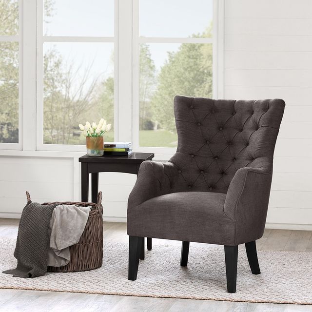 Olliix by Madison Park Brown Hannah Button Tufted Wing Chair-1