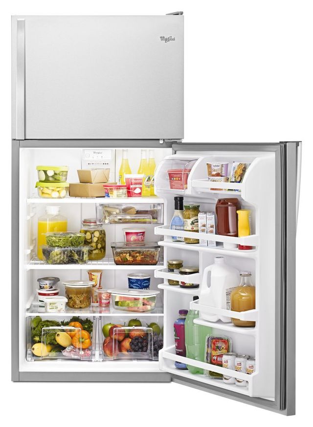 Whirlpool® 18.2 Cu. Ft. Monochromatic Stainless Steel Top Freezer Refrigerator-1