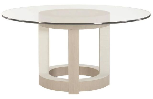 Bernhardt Axiom Glass Top Round 60" Dining Table with Linear Grayish Base-0