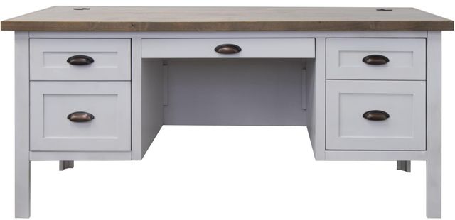 Legends Home Hampton Barnwood/Jasmin White Executive Desk-0