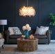 A & B Home Clear/Gold Chandelier with Pebbled Glass Floral Design-5
