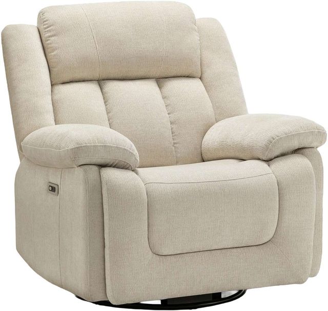 Monarch Specialties Inc. Beige Oversized Upholstered Power Swivel Glider Reclining Chair with USB Ports-0