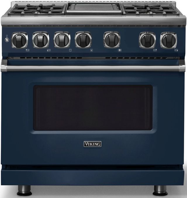 Viking® 7 Series 36" Slate Blue Pro Style Dual Fuel Range with 12" Reversible Griddle-0