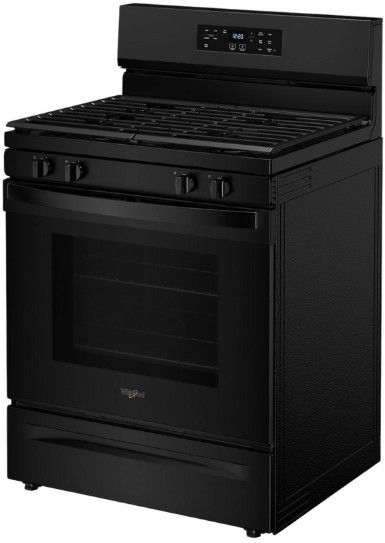 Whirlpool® 30" Black Freestanding Gas Range with Cast Iron Grates and No Preheat Mode-2