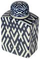 A & B Home Carlyle Blue/White Rectangular Lidded Jar-2