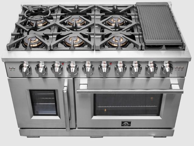 FORNO® Capriasca 48" Stainless Steel Pro Style Gas Range-2