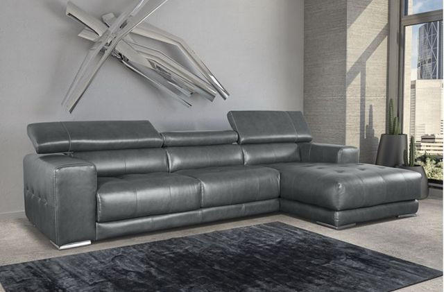 Fornirama 340 2-Piece Black Sectional with Adjustable Headrest Set-1