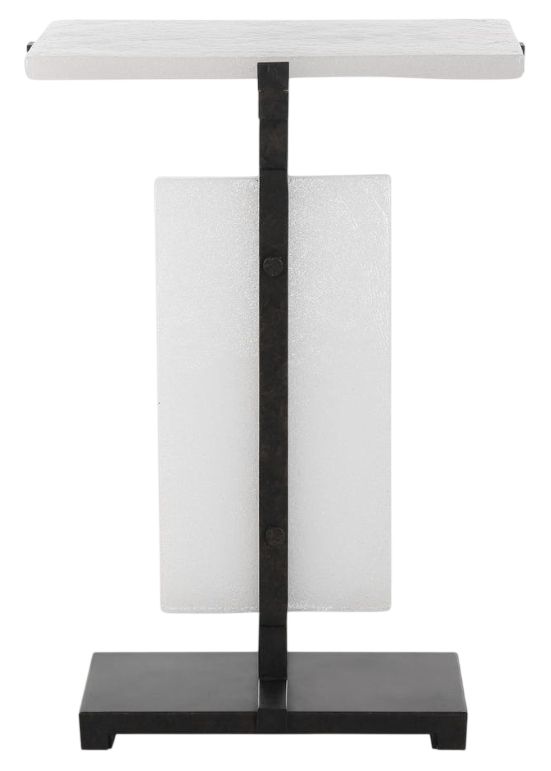 Uttermost® Elements Bubble White Accent Table with Aged Bronze Base-0