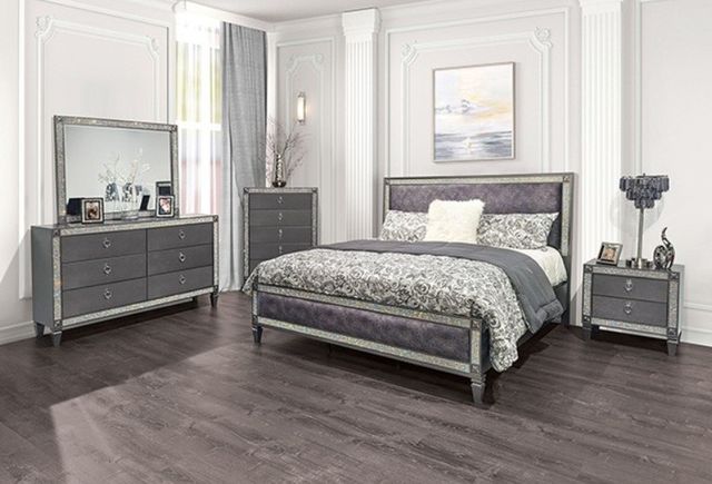 Furniture of America® Titania 4-Piece Gray Queen Bedroom Set-0