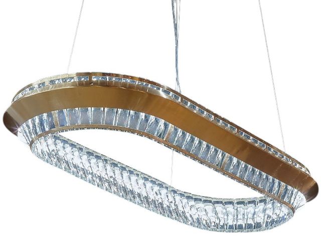 Michael Amini® Base Camp Brushed Gold/Clear Oval LED Chandelier-0