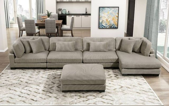 Homelegance® Traverse 5-Piece Brown Modular Sectional with Reversible Chaise and Ottoman-1