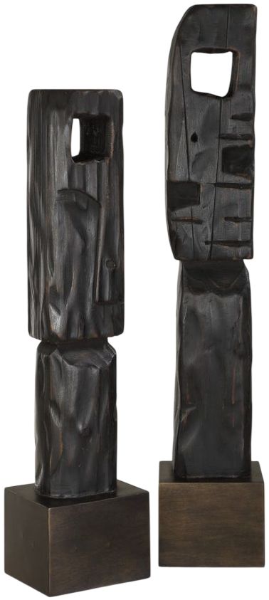 Uttermost® Cipher 2-Piece Aged Black/Brown Totem Set-3