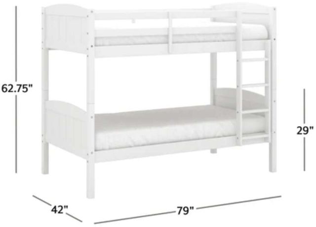HH2 Home Alexis White Youth Twin/Twin Bunk Bed with Ladder-2