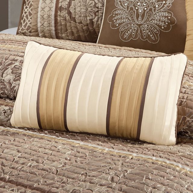 Olliix by Madison Park 6 Piece Brown/Gold Full/Queen Bellagio Reversible Coverlet Set-4