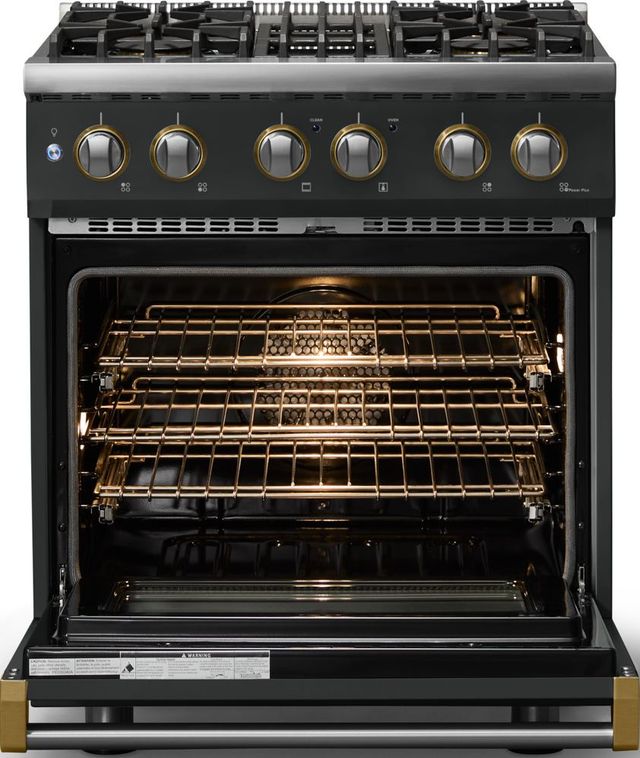 Viking® 5 Series 30" Antique Bronze Pro Style Dual Fuel (LP) Range with Brushed Brass Trim-1