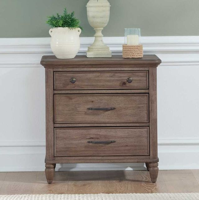 Liberty Furniture Hickory Grove Heirloom Brown Nightstand with Charging Station-1