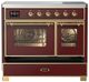 Ilve® Majestic III 40" Burgundy Pro Style Induction Range with Triple Glass Door and Brass Trim-2