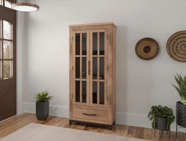 International Furniture Direct Natural Parota Brown Cabinet-1