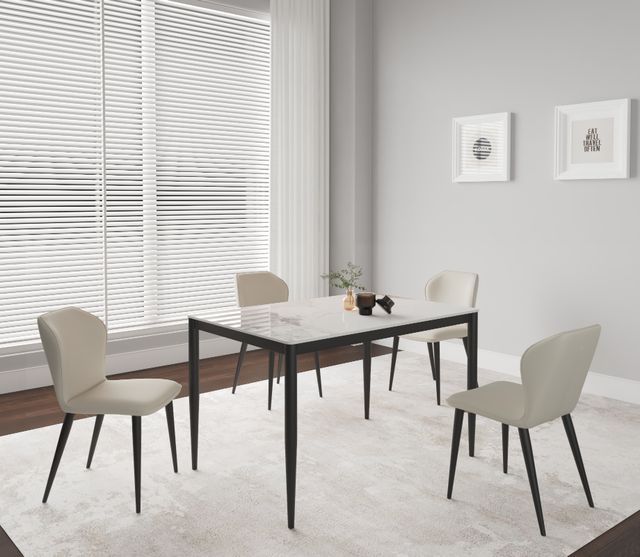Cramco Marta Chanel Sintered Stone Top 48" Dining Table with Matte Black Base-3