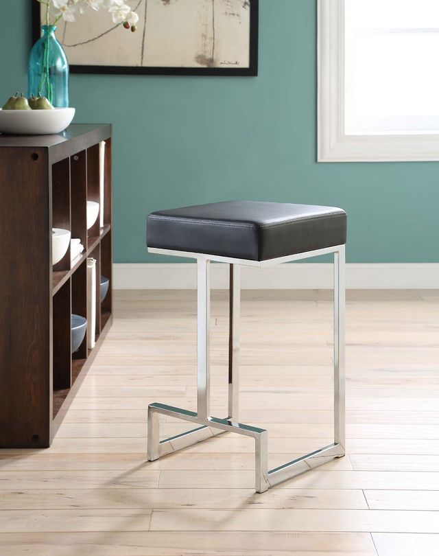 Coaster® Gervase Black/Chrome Square Counter Stool-1