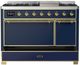 Ilve® Majestic III 48" Midnight Blue Pro Style Dual Fuel Natural Gas Range with Solid Door and Brass Trim-2