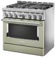 KitchenAid® 36" Avocado Cream Smart Commercial-Style Gas Range-4