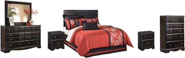 Signature Design by Ashley® Shay 6-Piece Almost Black Queen/Full Panel Headboard Bedroom Set-0