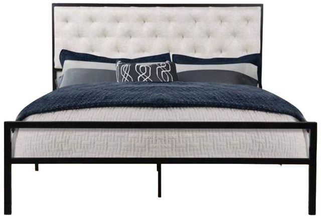 Milton Greens Stars Beige Queen Metal Platform Bed with Upholstered Headboard-0