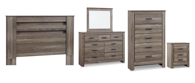 Signature Design by Ashley® Zelen 5-Piece Warm Gray Full Panel Headboard Bedroom Set-0